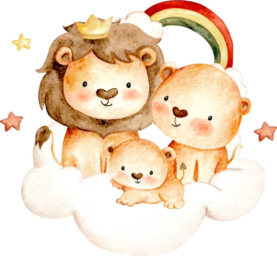 Vinyl tapijt kind schattige dieren met sterren en wolken - TenStickers