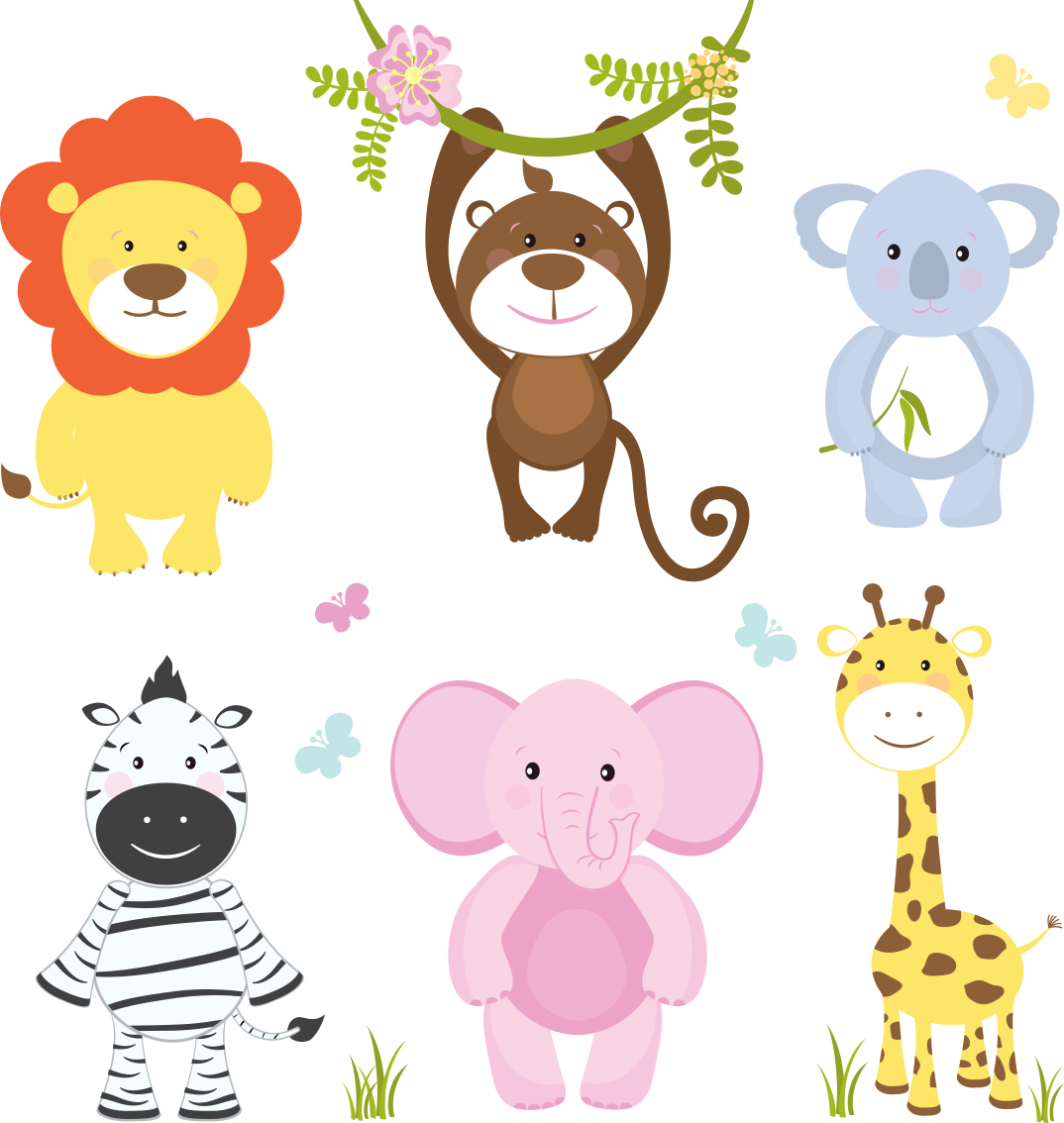 Vinyl tapijt kind met kleurrijke baby dieren - TenStickers