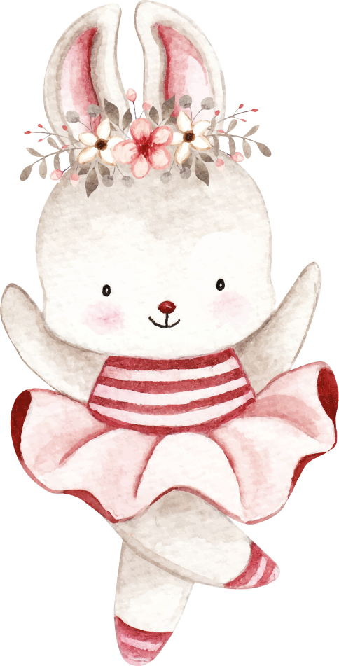 Vinyl tapijt kind konijn ballerina in rozen - TenStickers