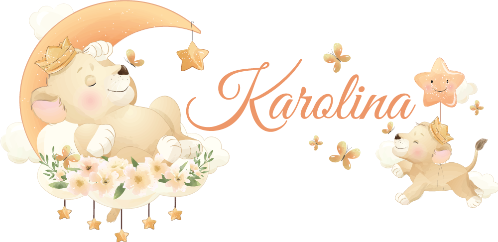 Vinyl tapijt kind schattige dieren leeuw met naam - TenStickers