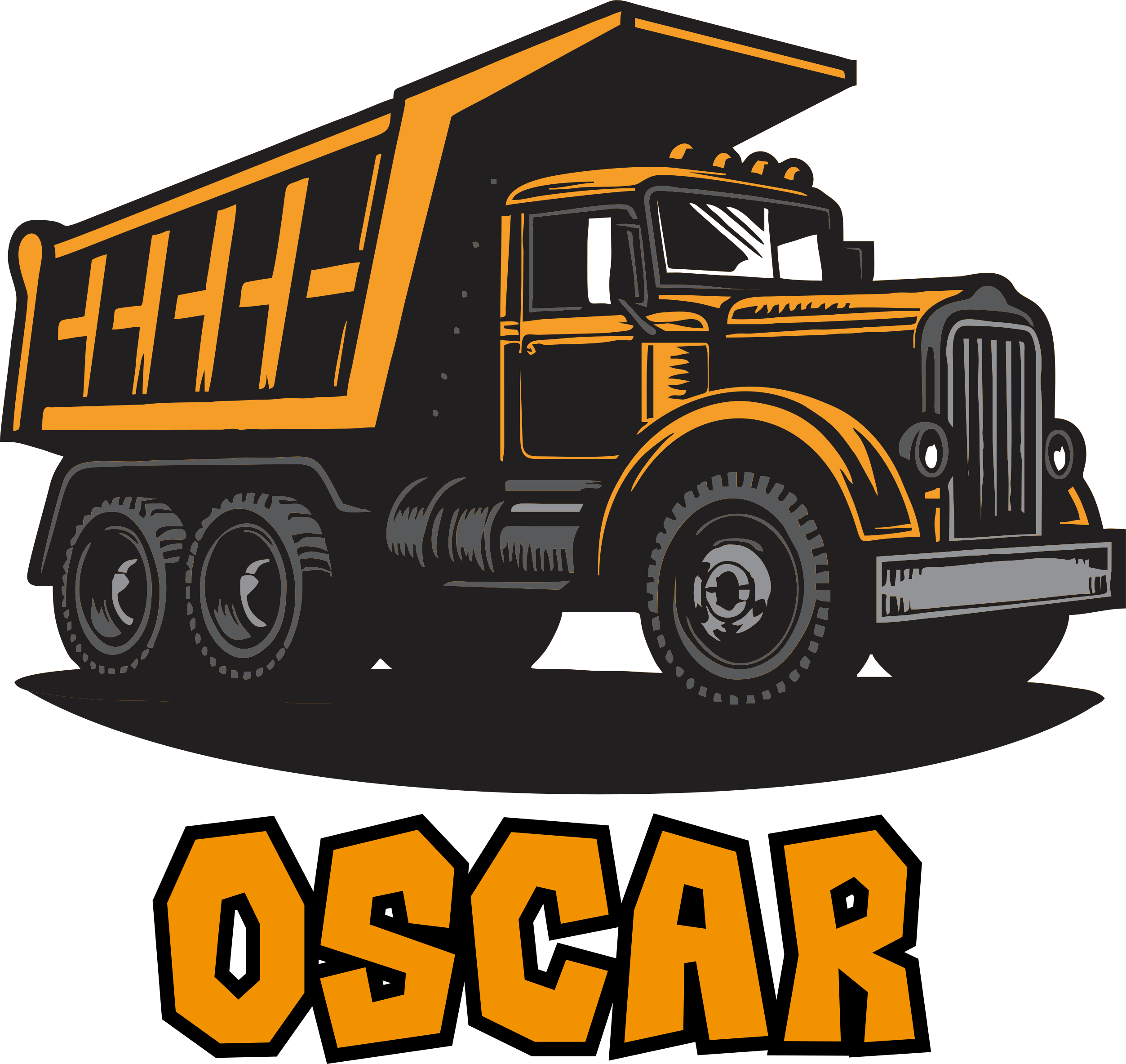 Vinyl tapijt kind gepersonaliseerde oranje vrachtwagen - TenStickers