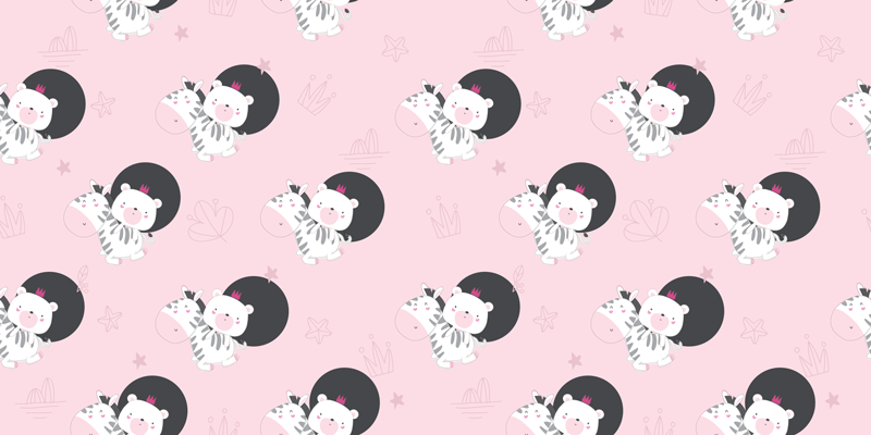 Vinyl tapijt kind baby zebra en beer meubels - TenStickers