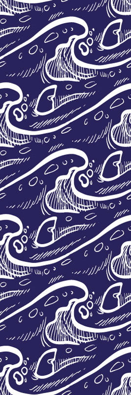 Vinyl vloerkleed badkamer met blauwe golfpatroon achtergrond - TenStickers