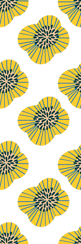 Vinyl vloerkleed badkamer grote blauwe en gele bloemen - TenStickers