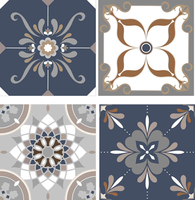 Vinyl vloerkleed badkamer klassieke bloemen - TenStickers