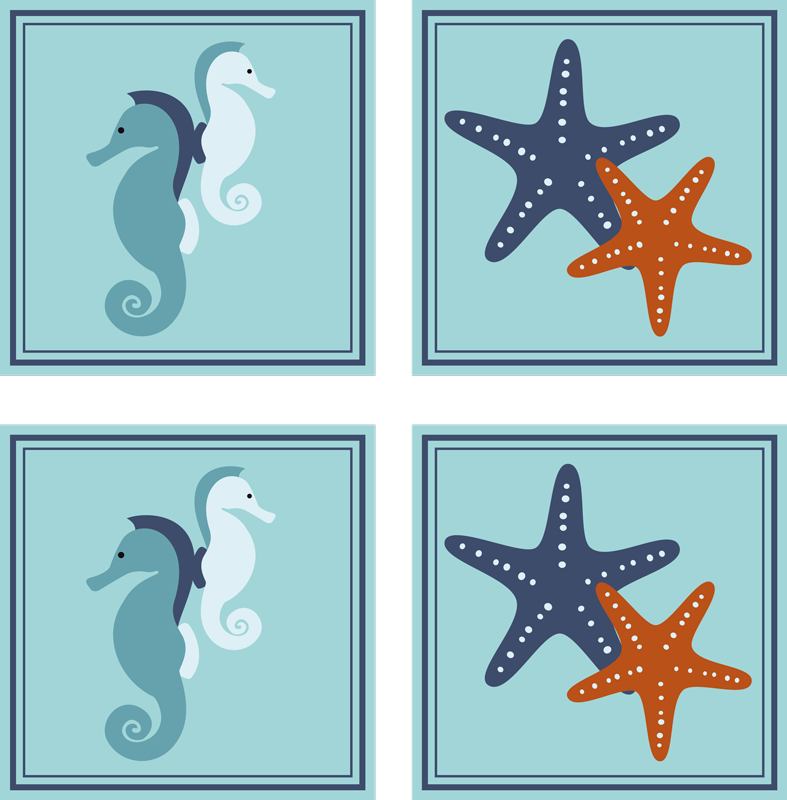 Vinyl vloerkleed badkamer marine stijl tegel - TenStickers