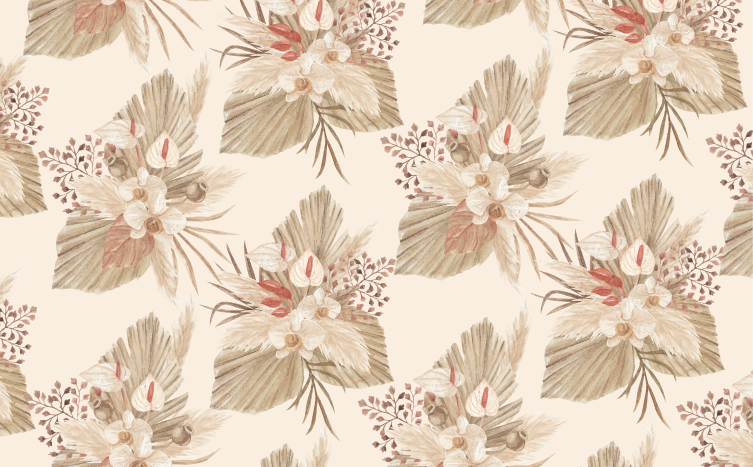 Vinyl vloerkleed badkamer gedroogde bloemen met pampasgras - TenStickers