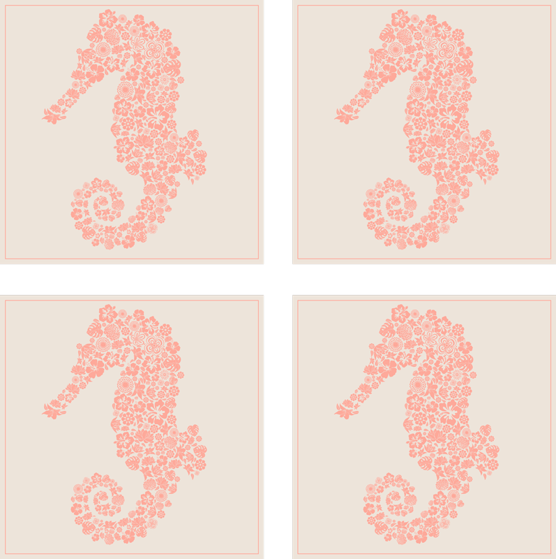 Vinyl vloerkleed badkamer zeepaard bloemen - TenStickers