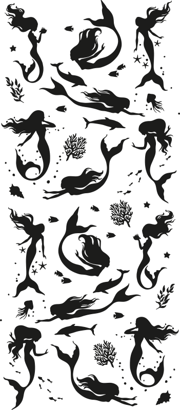 Vinyl vloerkleed badkamer zeemeerminnen design - TenStickers