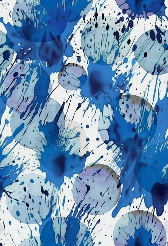 Vinyl vloerkleed badkamer blauwe inktcirkels - TenStickers