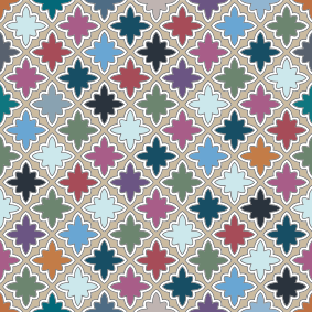 Vinyl vloerkleed badkamer kleurrijke vintage tegels patroon - TenStickers