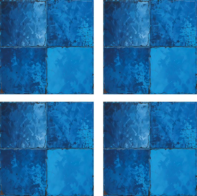 Vinyl vloerkleed badkamer marineblauw vierkant motief - TenStickers
