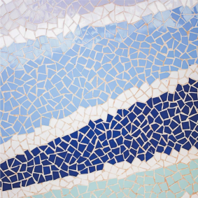 Vinyl vloerkleed badkamer blauwe kleine onregelmatige tegels - TenStickers