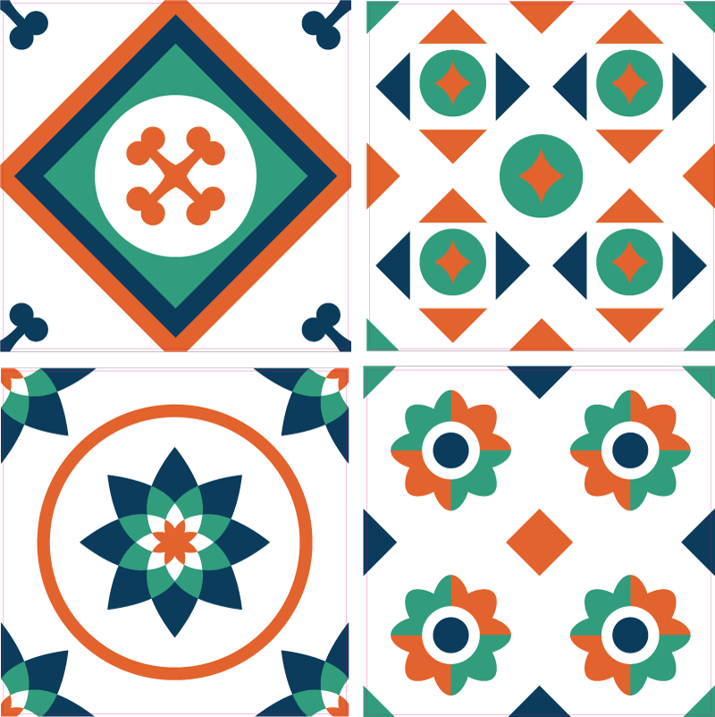 Vinyl vloerkleed badkamer geometrische tegels - TenStickers