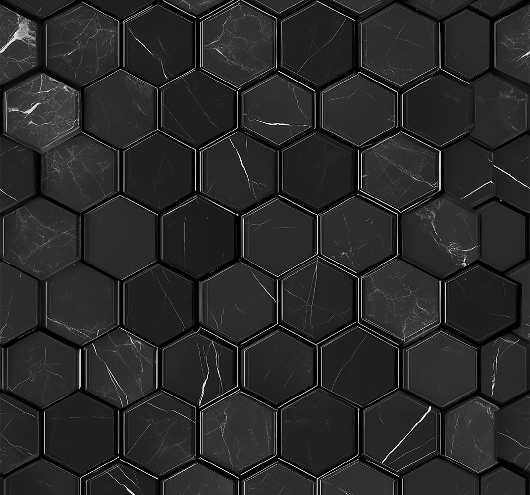 Vinyl vloerkleed badkamer hexagon zwart - TenStickers