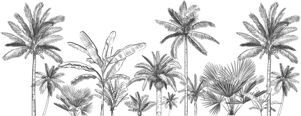 Vinyl vloerkleed badkamer schets van tropische bomen - TenStickers