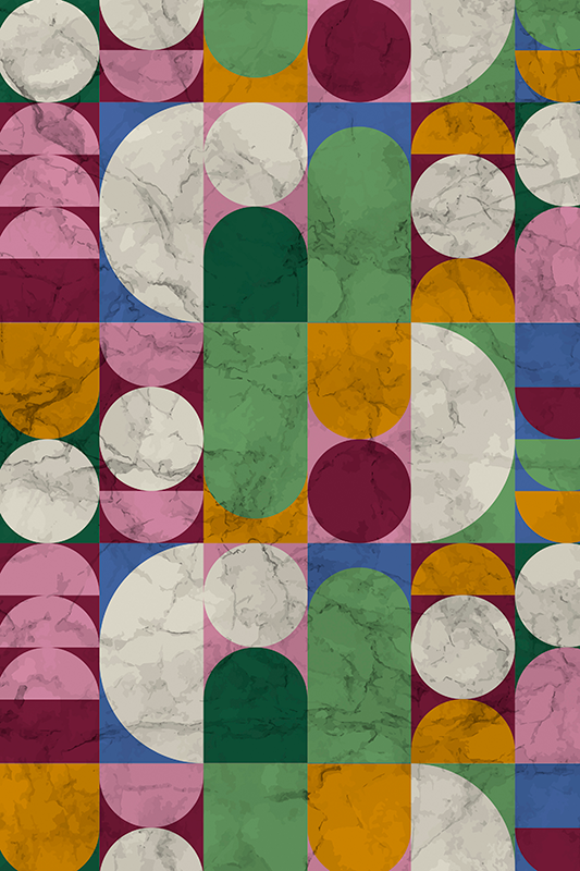 Vinyl vloerkleed badkamer geometrische textuur vormen - TenStickers