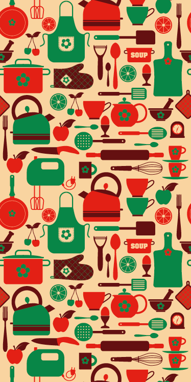 Vinyl vloerkleed keuken voor keukenkasten en bestek - TenStickers