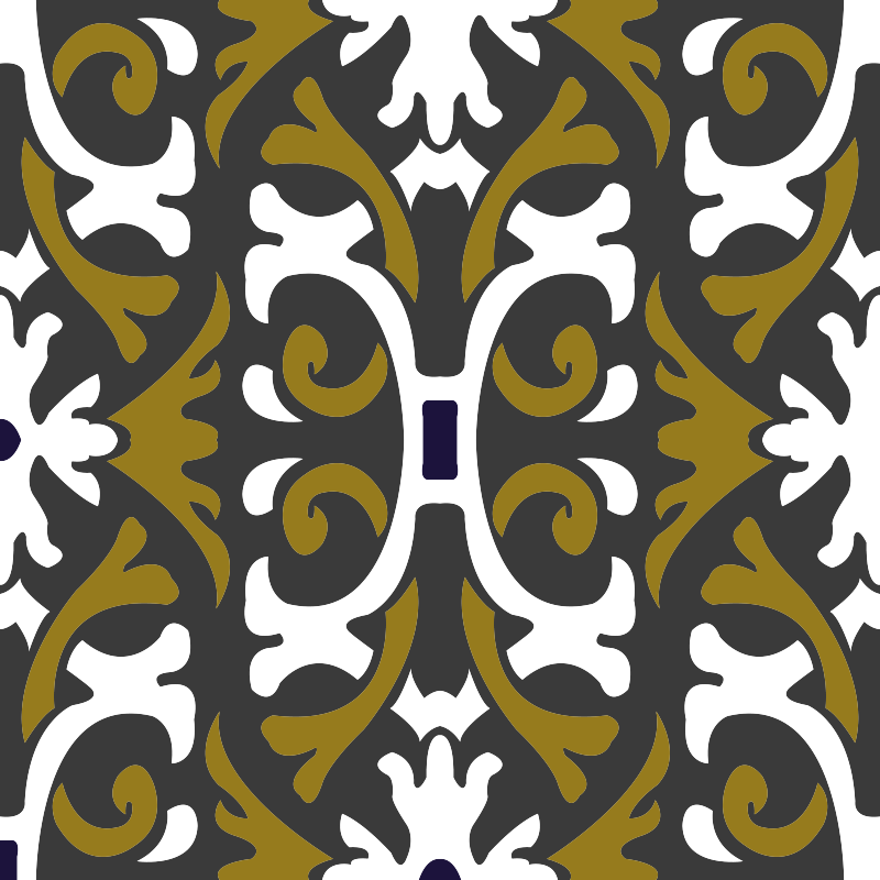 Vinyl vloerkleed keuken vintage beige bloemen tegels - TenStickers