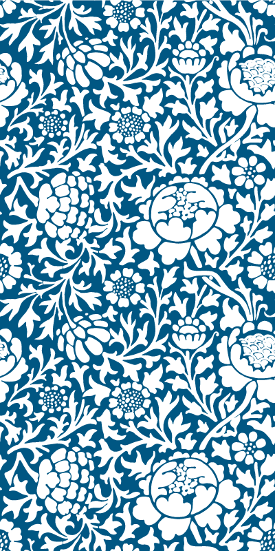 Vinyl vloerkleed keuken marineblauwe flora - TenStickers