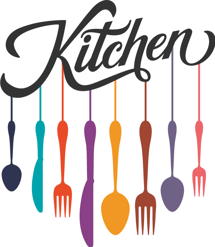 Vinyl vloerkleed keuken vorken en lepels - TenStickers