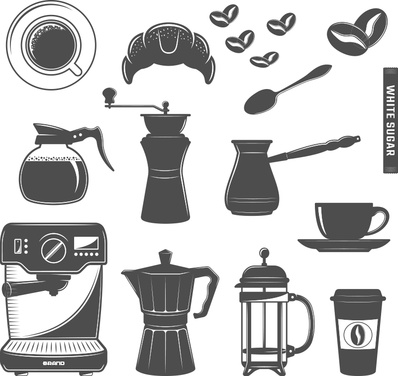 Vinyl vloerkleed keuken coffee set menu - TenStickers