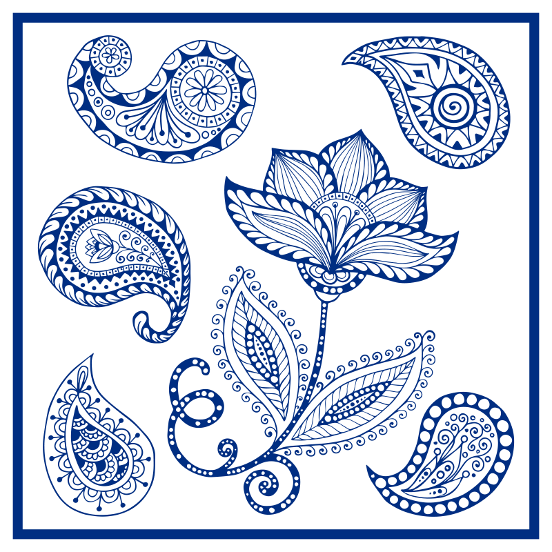 Vinyl vloerkleed keuken paisley en bloemen - TenStickers