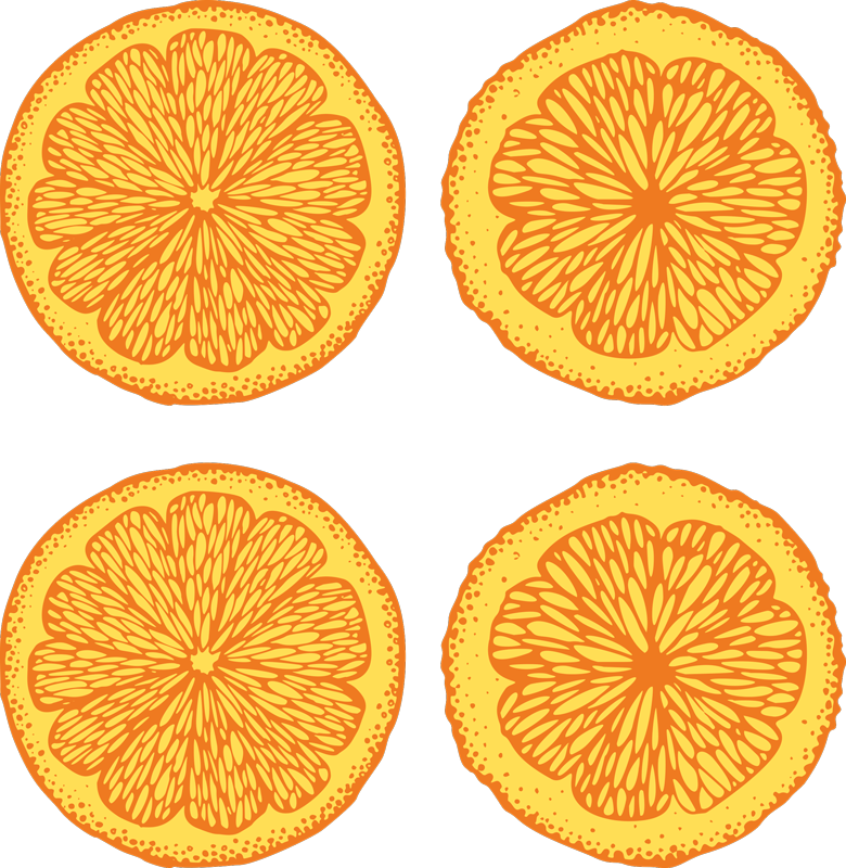 Vinyl vloerkleed keuken oranje handgetekend patroon stickers - TenStickers