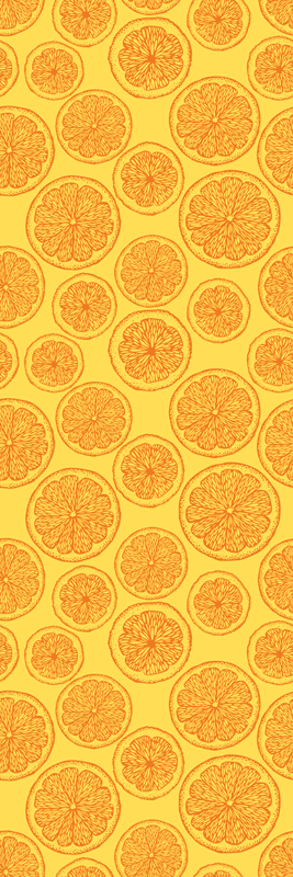 Vinyl vloerkleed keuken oranje handgetekend patroon koelkast - TenStickers