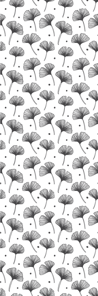 Vinyl vloerkleed keuken gingko bladeren wit patroon - TenStickers