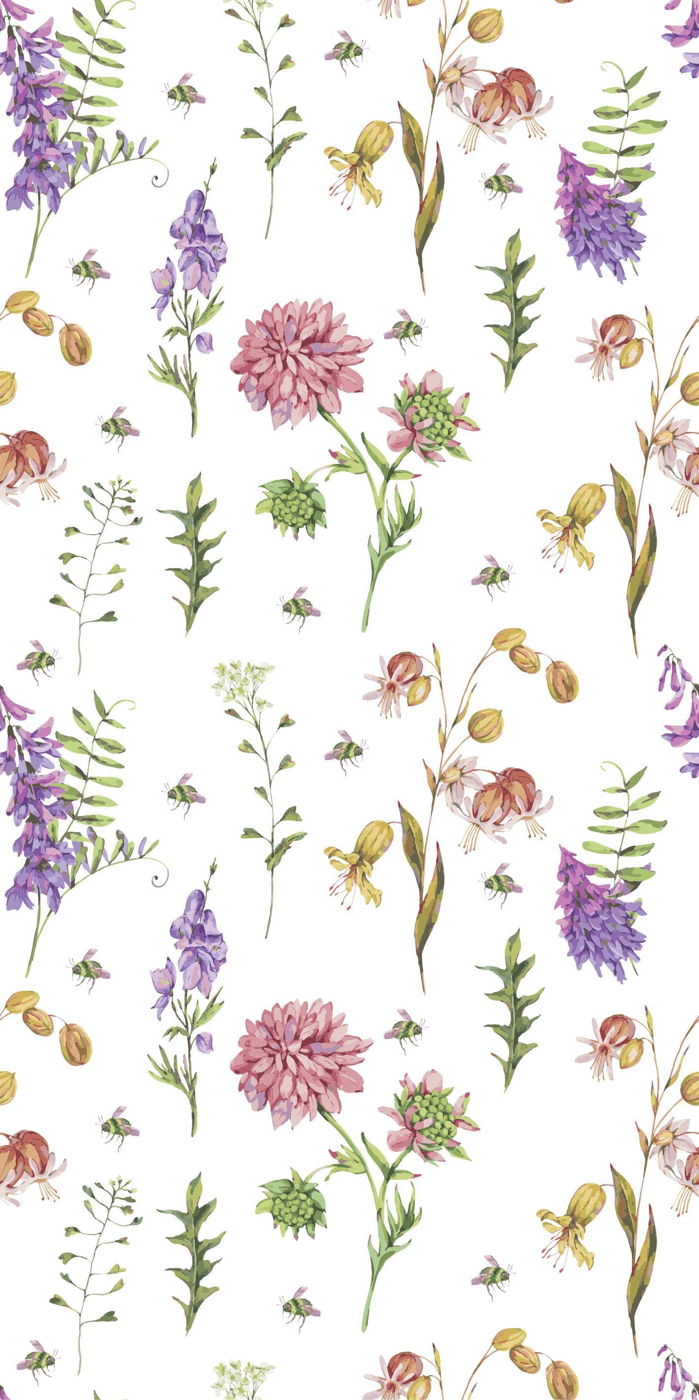 Vinyl vloerkleed keuken kleurrijke minimalistische bloemen - TenStickers