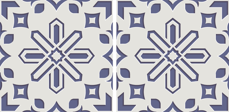 Vinyl vloerkleed keuken schattige blauwe en witte tegels - TenStickers