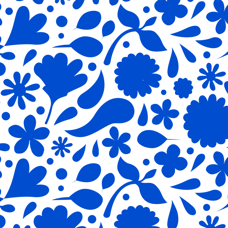 Vinyl vloerkleed keuken delfts blauw diverse bloemen - TenStickers