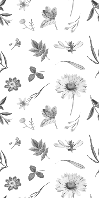 Vinyl vloerkleed keuken grijze sprintbloemen - TenStickers