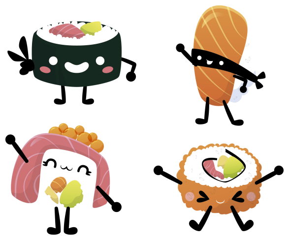 Vinyl vloerkleed keuken kawaii sushi design - TenStickers