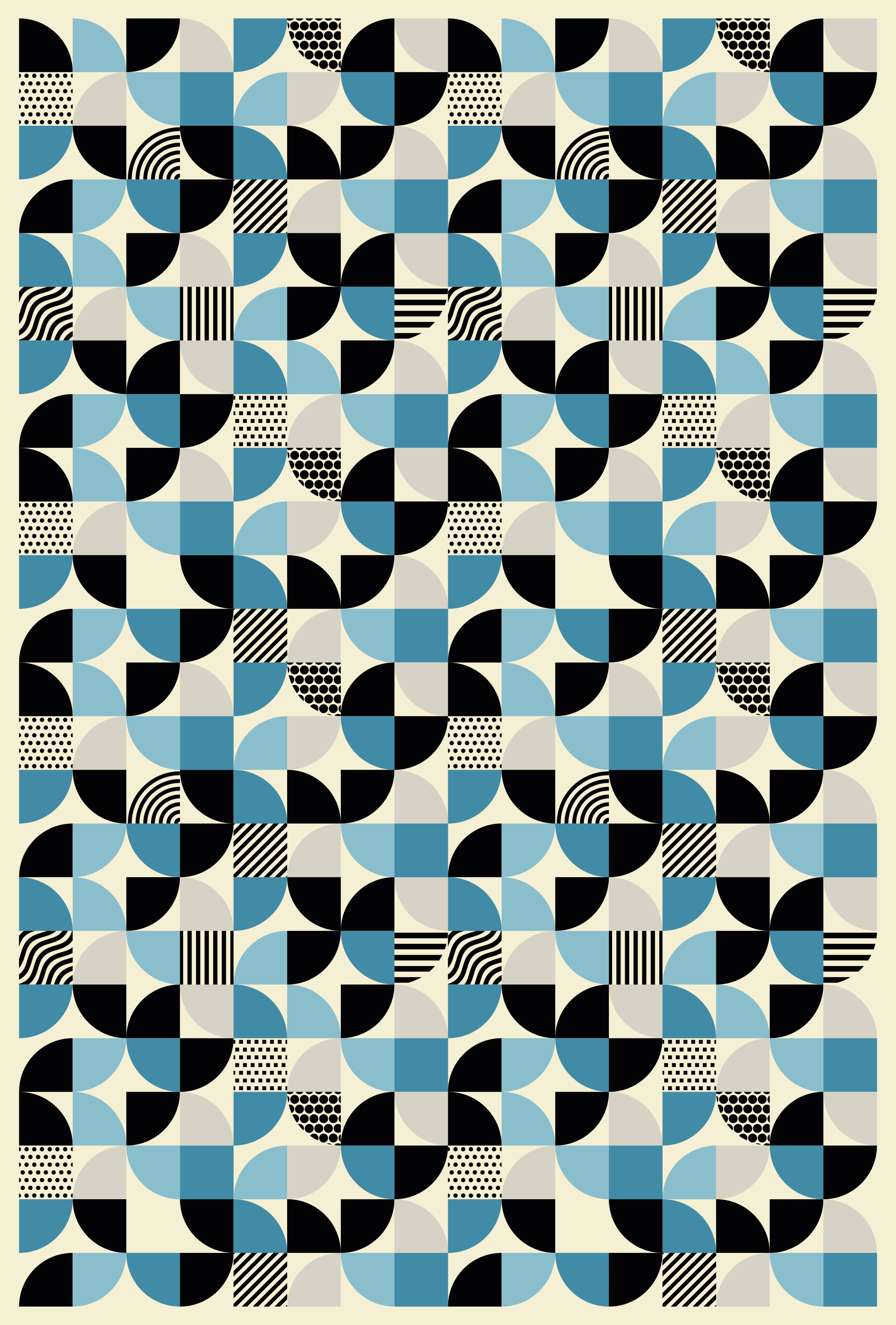 Vinyl vloerkleed keuken retro blauw bauhaus patroon - TenStickers