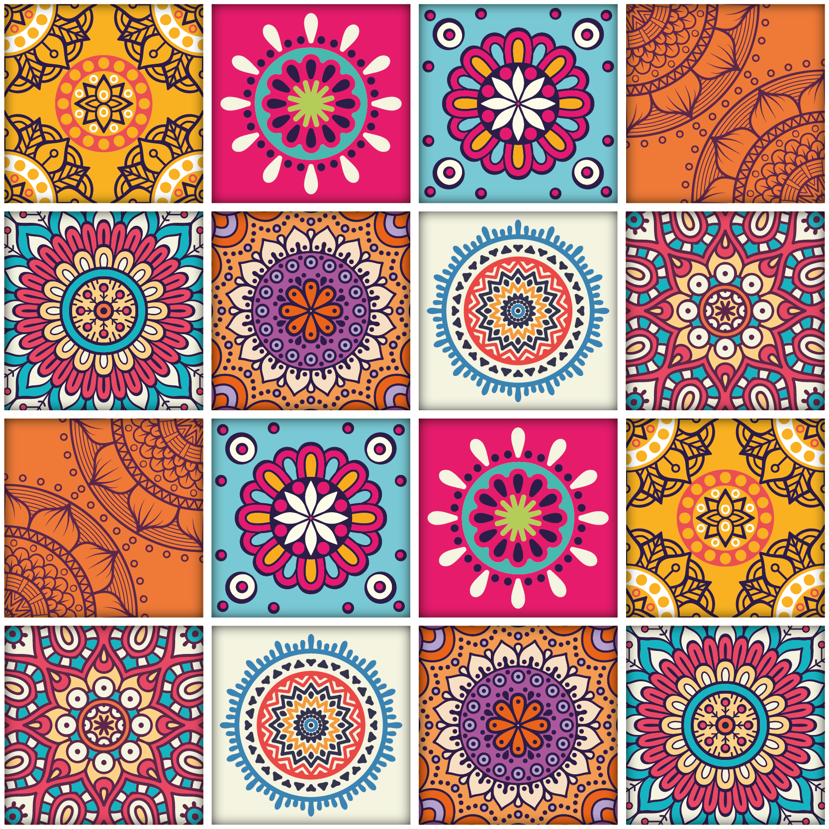 Vinyl vloerkleed keuken mandala tegels - TenStickers