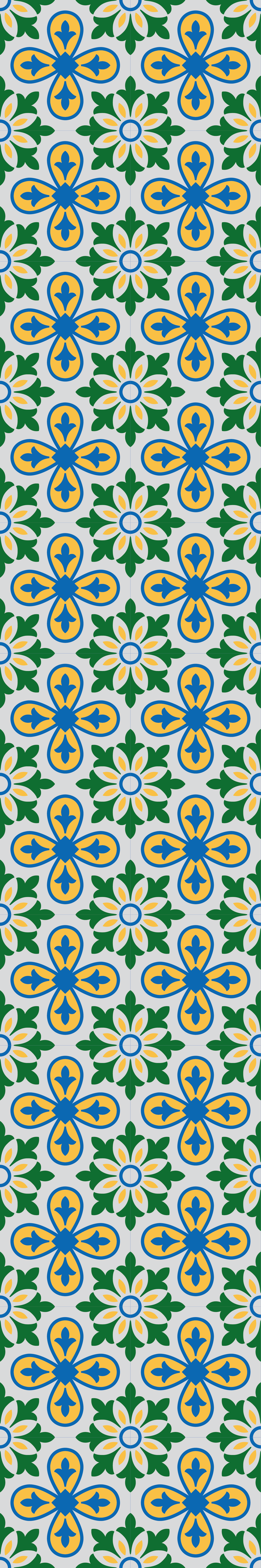 Vinyl vloerkleed keuken gele en blauwe portugese tegel - TenStickers