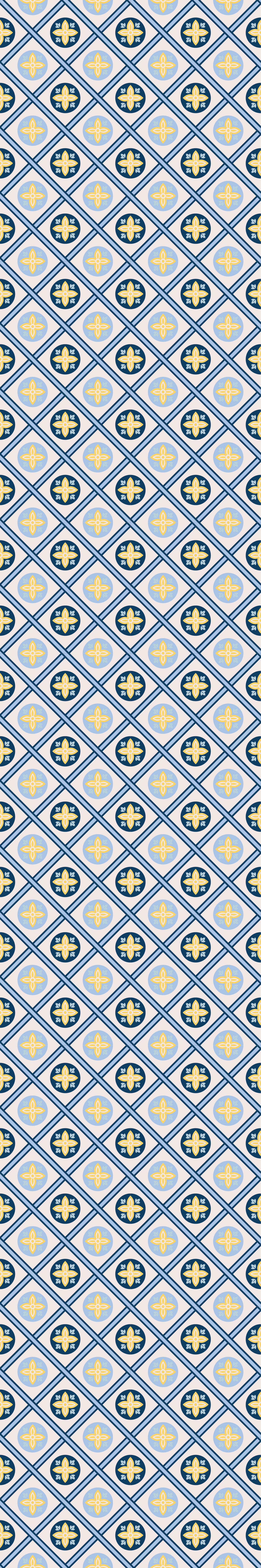 Vinyl vloerkleed keuken babyblauwe en gele portugese tegel - TenStickers