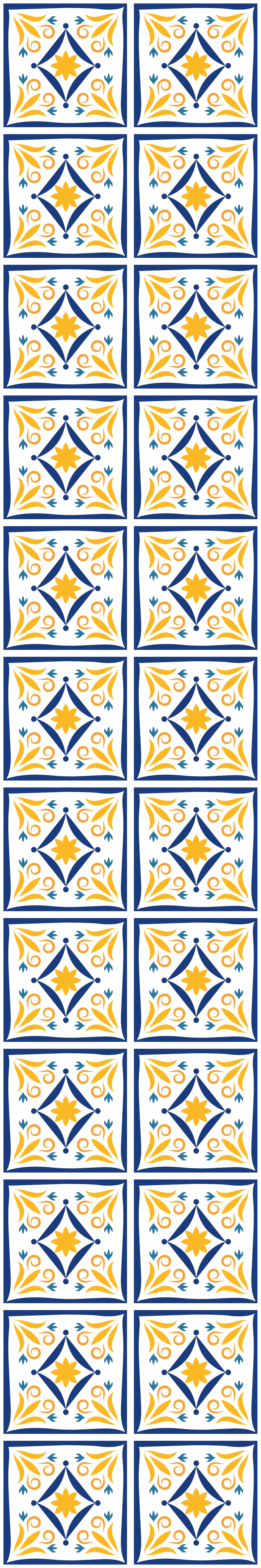 Vinyl vloerkleed keuken blauwe en gele portugese tegel - TenStickers