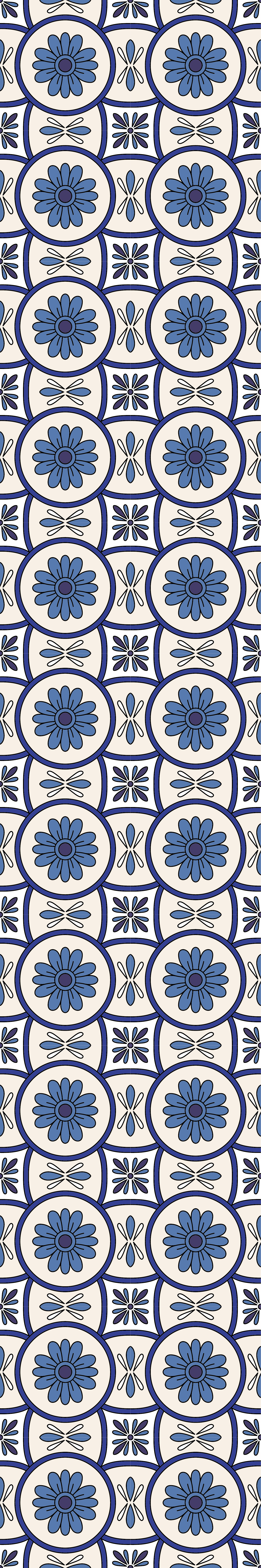 Vinyl vloerkleed keuken blauwe bloem portugese tegel - TenStickers