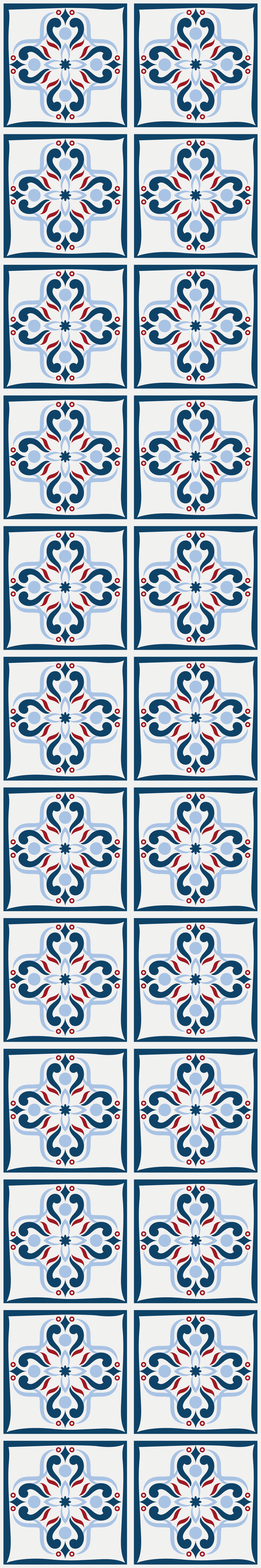 Vinyl vloerkleed keuken blauwe en rode portugese tegel - TenStickers