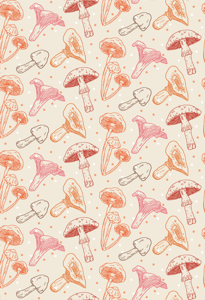 Vinyl vloerkleed keuken set van aquarel paddenstoelen - TenStickers