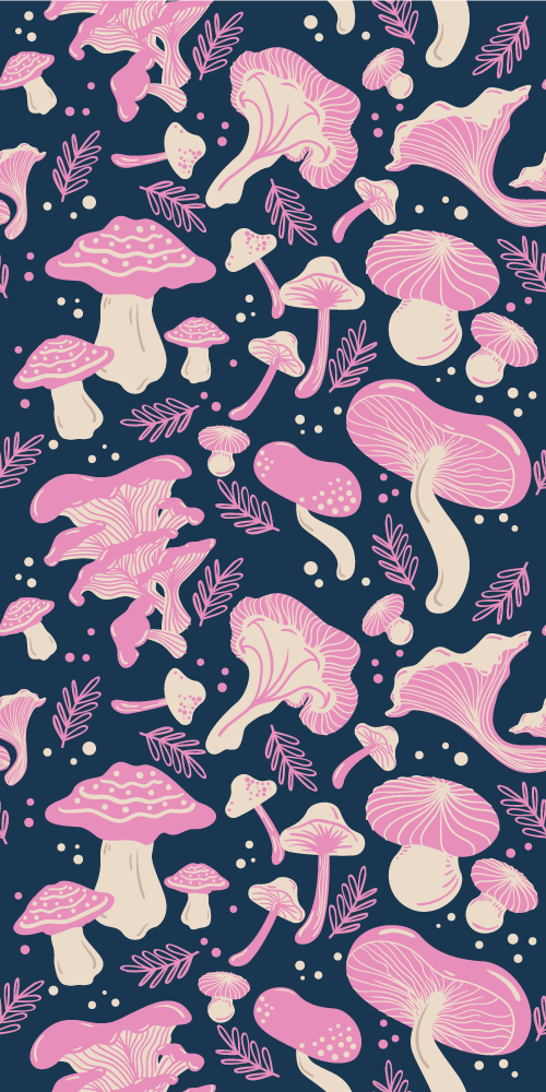 Vinyl vloerkleed keuken roze paddenstoelen patroon - TenStickers
