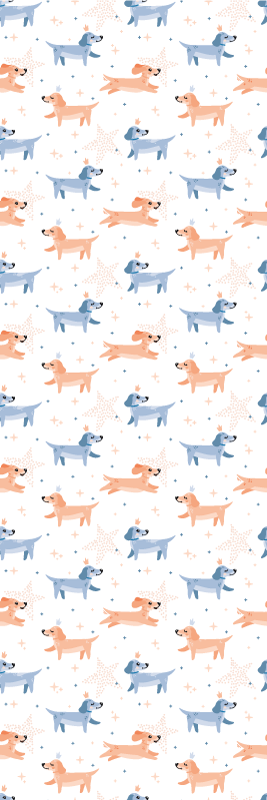 Vinyl tapijt slaapkamer schattige honden met kroon - TenStickers