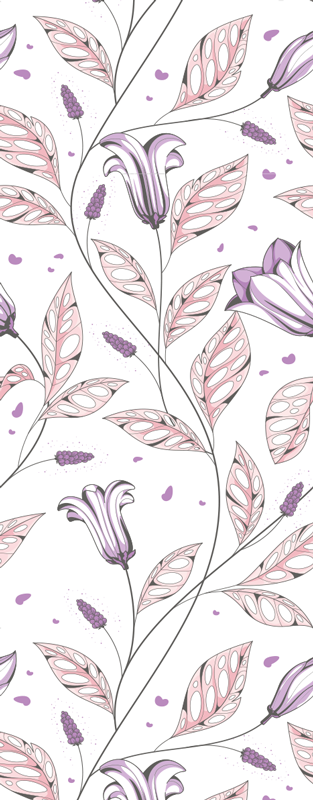 Vinyl tapijt slaapkamer paarse elegante tulpenprint - TenStickers