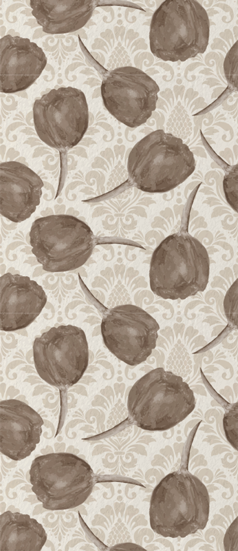 Vinyl tapijt slaapkamer grijs tulpenpatroon met acanthus - TenStickers