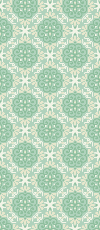 Vinyl tapijt slaapkamer scandinavisch groen bloemenpatroon - TenStickers