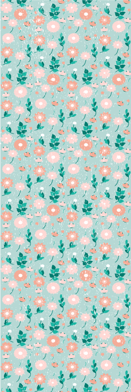 Vinyl tapijt slaapkamer blauwe bloemen shabby chic - TenStickers
