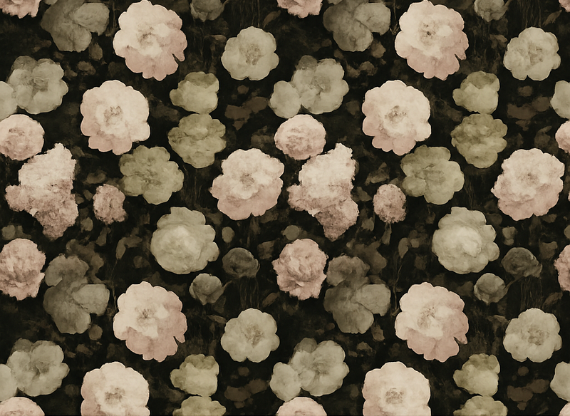 Vinyl tapijt slaapkamer donker retro bloemenpatroon - TenStickers